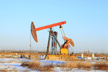 Oil field, oil pump in the work