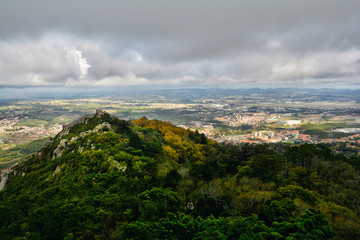 Canvas Print - Moorish Castle seen from courtyard of Pena Castle in Sintra, Portugal