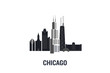 Minimalist illustration of Chicago principal buildings. Flat vector design.	