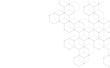 Wall Mural - illustration, hexagonal background. digital geometric abstraction with lines and dots. geometric abs