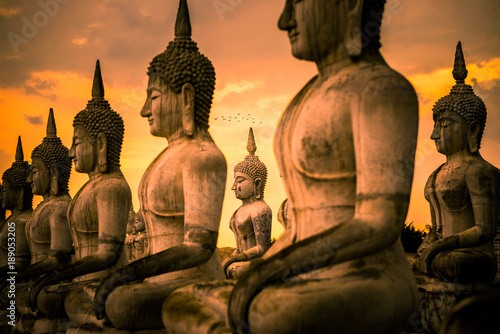 Cuadros en Lienzo Buddha images architecture in Wat Thung Yai in Nakhon Si Thammart , Thailand