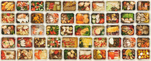 Set Of Take Away Food Boxes At White Background