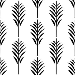 Seamless pattern with palm leaves in black and white