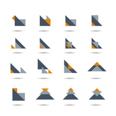 Wall Mural - Abstract triangle icon set, logo element, symbol vector