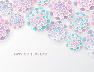 Wall Mural - elegant floral background with 3d paper flowers and place for text. spring floral greeting card. ori