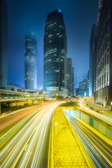 Wall Mural - City street view and office buildings Hong Kong