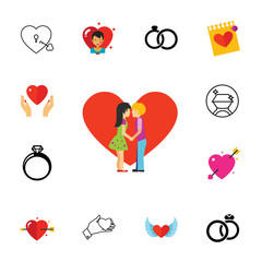 Wall Mural - Dating people icon set