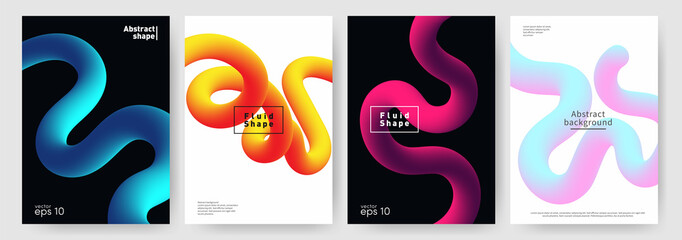Aufkleber - Fluid shape background. Abstract liquid shapes for poster, brochure background. Set of dynamic and modern covers