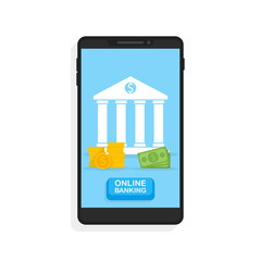 Wall Mural - Concept for mobile banking and online payment. Vector flat illustration.