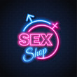 Vector sex shop neon sign gender man woman symbol