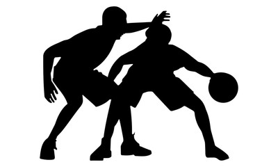 Wall Mural - two basketball players scrambling for the ball 