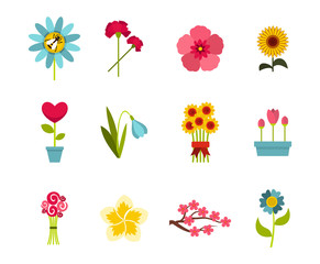 Poster - Flower icon set, flat style