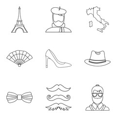 Wall Mural - Stylish icons set, outline style