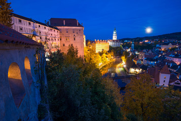 Sticker - Cesky Krumlov at night - Czech Republic.