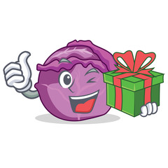 Poster - With gift red cabbage mascot cartoon