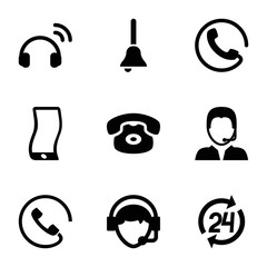 Poster - Call icons. set of 9 editable filled call icons