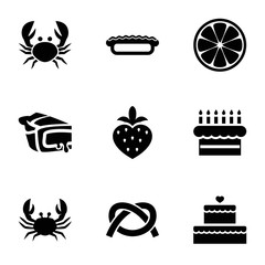 Sticker - Delicious icons. set of 9 editable filled delicious icons