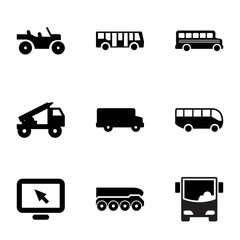 Sticker - Bus icons. set of 9 editable filled bus icons