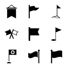 Poster - Pennant icons. set of 9 editable filled pennant icons