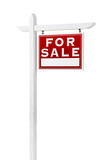 Fototapeta Przestrzenne - Right Facing For Sale Real Estate Sign Isolated on a White Background.