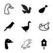 Bird icons. set of 9 editable filled and outline bird icons