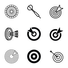 dart icons. set of 9 editable filled and outline dart icons