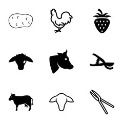 Sticker - Agriculture icons. set of 9 editable filled and outline agriculture icons