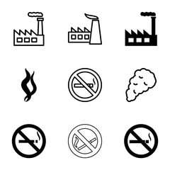 Poster - Smoke icons. set of 9 editable filled and outline smoke icons