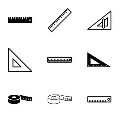 Wall Mural - Length icons. set of 9 editable filled and outline length icons