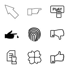 Canvas Print - Finger icons. set of 9 editable filled and outline finger icons