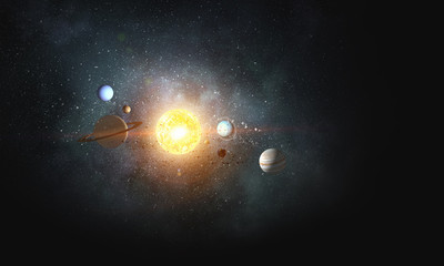 Wall Mural - System of planets . Mixed media