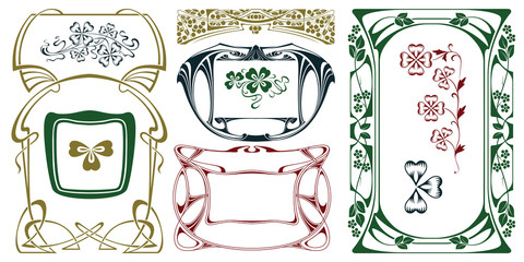 Wall Mural - Vector plant vignette and border.