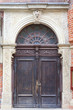 14th century gothic St. Elisabeth Church, wooden door, Market Square, Wroclaw, Poland.
