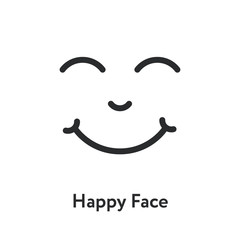 Happy Smiling Positive Face Emotion Minimal Flat Line Outline Stroke Icon