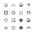 Speedometer icons. Perfect black pictogram on white background. Flat simple vector icon.