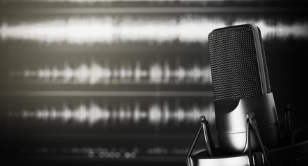 Wall Mural - Microphone in a recording studio