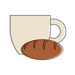 Sticker - Coffee and bread icon vector illustration grahic design