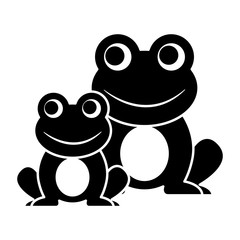 Sticker - frogs cute animal sitting cartoon vector illustration