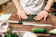 Sushi preparation, traditional japanese food