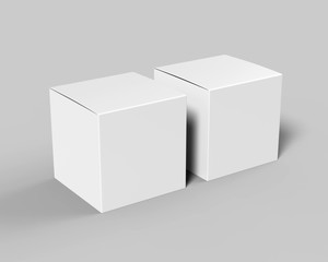 Wall Mural - Blank white cube product packaging paper cardboard box. 3d render illustration.