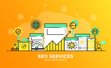 Wall Mural - flat line modern concept illustration - seo services