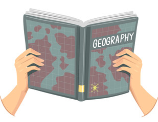 Canvas Print - Hands Open Geography Book Illustration