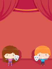 Canvas Print - Kids Drama Club Stage Background Illustration