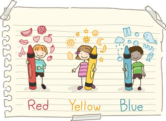 Poster - Stickman Kids Basic Colors Doodles Illustration