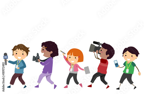 Stickman Kids Media Equipment Illustration