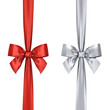 © masterzphotofo - Red and silver gift ribbon bows isolated on white background . 3D rendering.