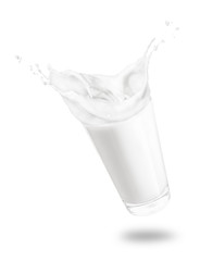 Canvas Print - glass of milk with splashes