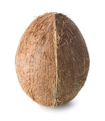 Wall Mural - single whole coconut isolated on white background