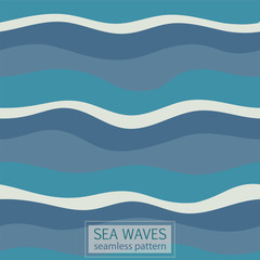 Wall Mural - Seamless Pattern Abstract Wave, blue wavy marine lines artistic abstract design for decoration element.