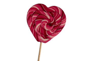 Wall Mural - Heart shaped lollipop isolated on white background